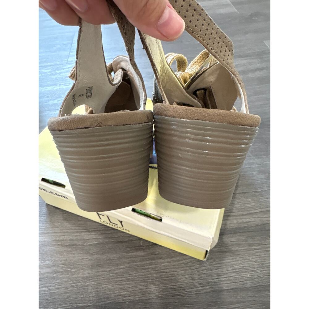 London Fly Ylva Perforated Khaki Color Sandals Size 41 - Picture 7 of 14